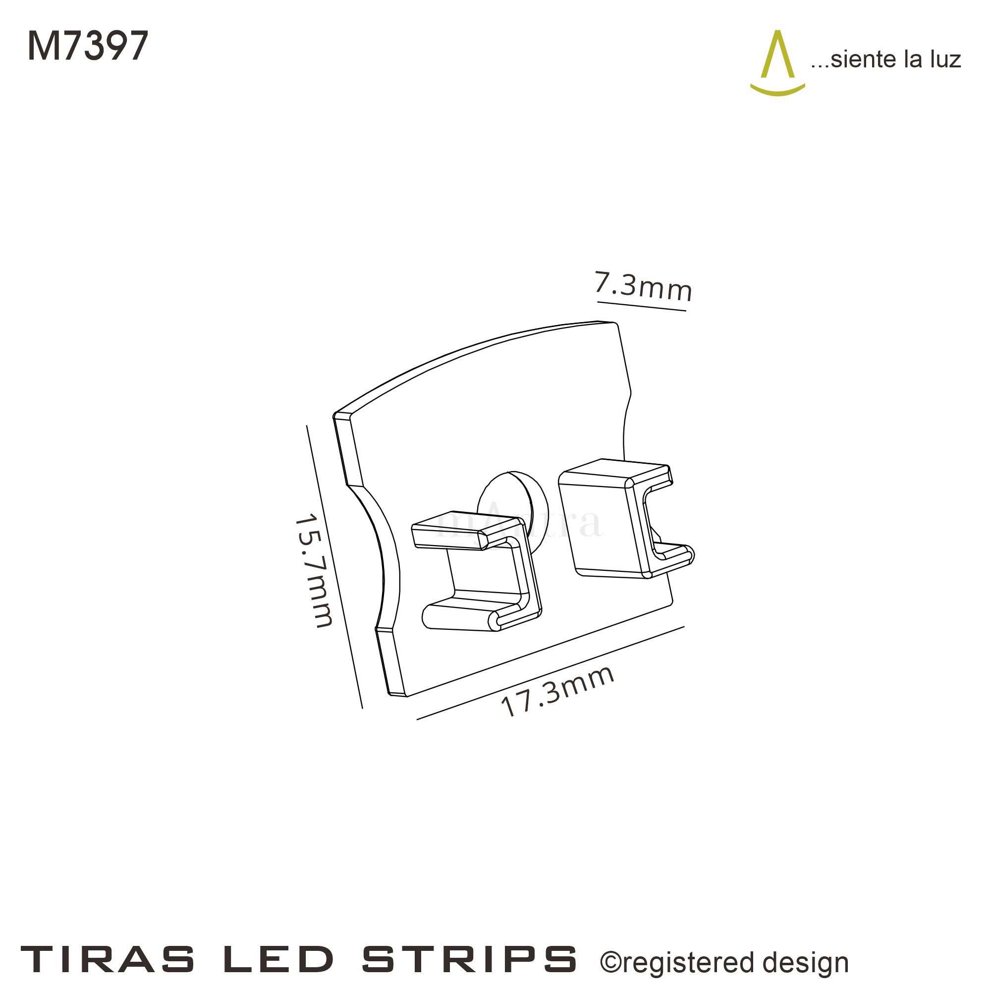 M7397  Tiras LED Strips  Profile End Cap With Hole (1pc); 17.3 x 15.7mm Grey